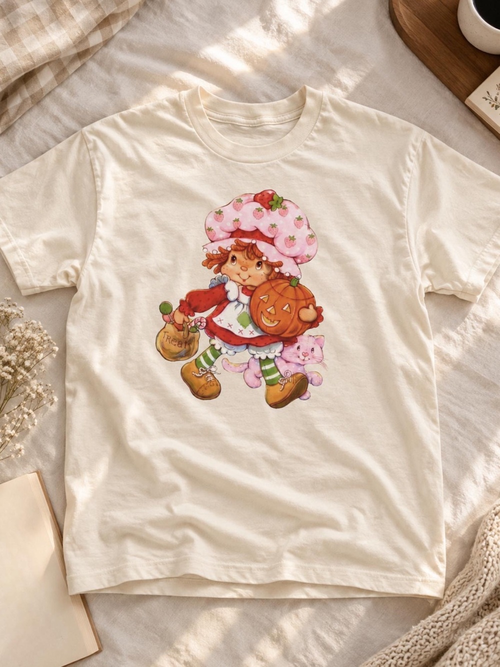Strawberry Girl Graphic Tee, Strawberry Shortcake Halloween Pumpkin Shirt